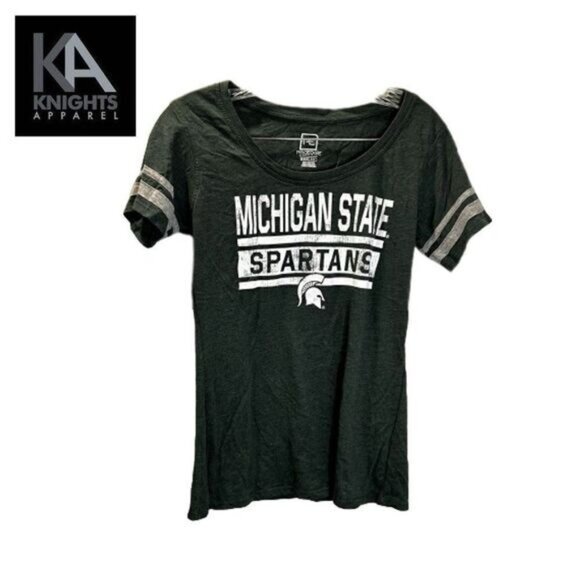 Michigan‎ State Spartans Distressed Vintage Style Graphic Print Game T-Shirt - Picture 1 of 4